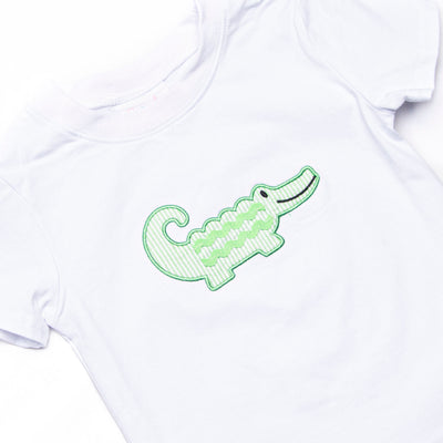 Ric Rac Reptile Applique Short Set, Green