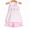 Striped Sails Smocked Ruffle Short Set, Pink