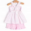 Striped Sails Smocked Ruffle Short Set, Pink