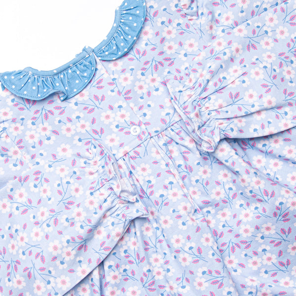 Denim Dot Daisies Legging Set, Blue