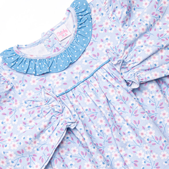Denim Dot Daisies Bubble, Blue