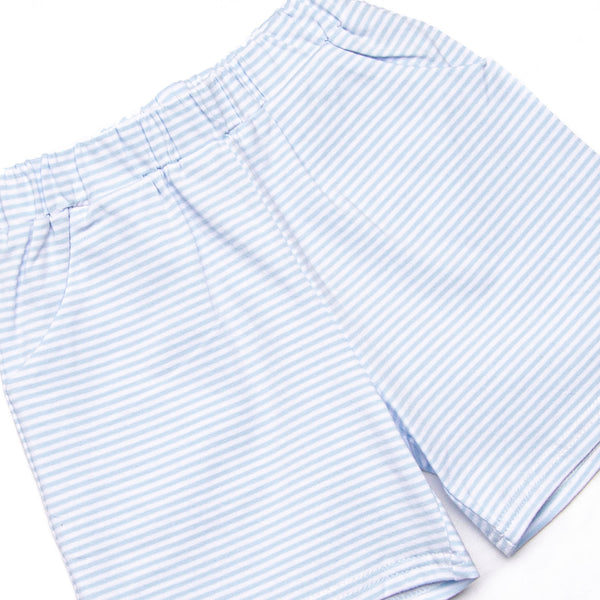 By the Sea Build Applique Short Set, Blue