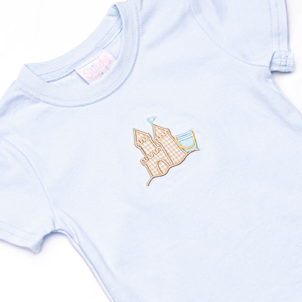 By the Sea Build Applique Short Set, Blue