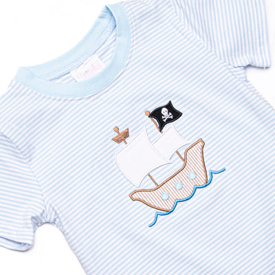 Treasure Island Applique Short Set, Blue