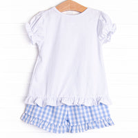 Parade'n Around Applique Ruffle Short Set, Blue