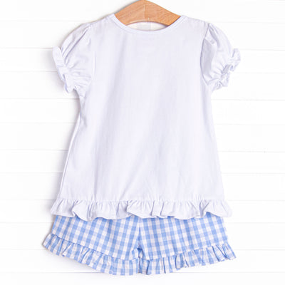 Parade'n Around Applique Ruffle Short Set, Blue