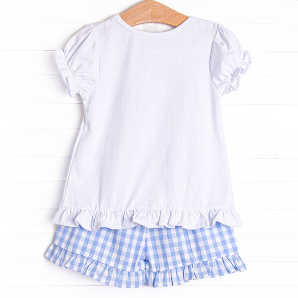 Parade'n Around Applique Ruffle Short Set, Blue