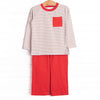 Evan Pant Set, Red and Tan Stripe