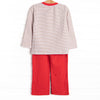 Evan Pant Set, Red and Tan Stripe