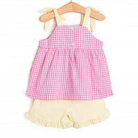 Sour Slice Applique Pocket Short Set, Pink