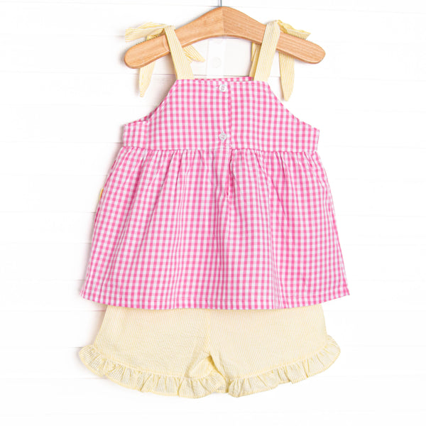 Sour Slice Applique Pocket Short Set, Pink