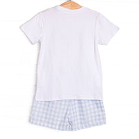 By the Beach Applique Short Set, Blue