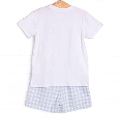 By the Beach Applique Short Set, Blue