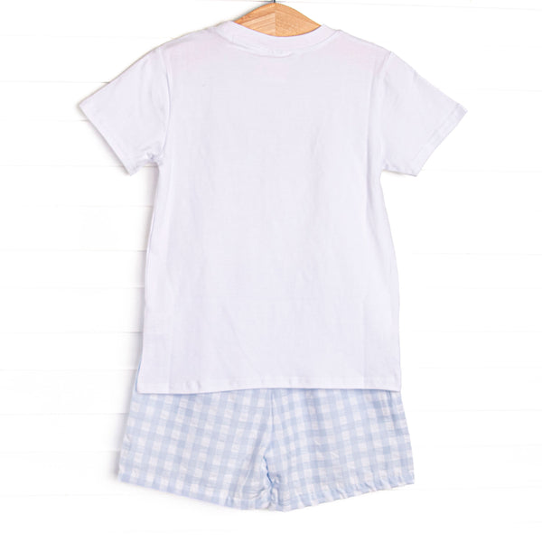 By the Beach Applique Short Set, Blue