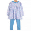 Denim Dot Daisies Legging Set, Blue