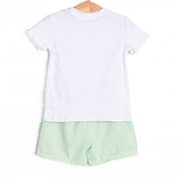 Ric Rac Reptile Applique Short Set, Green