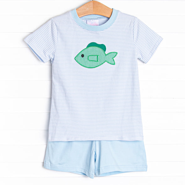 Big Catch Applique Short Set, Blue