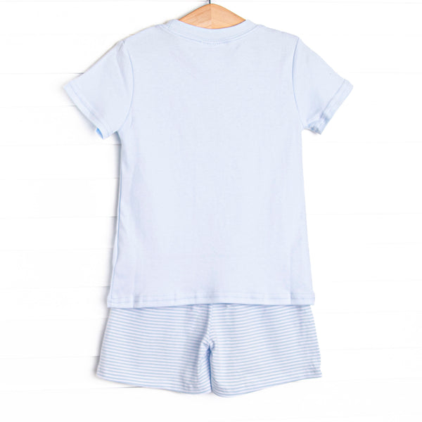 By the Sea Build Applique Short Set, Blue