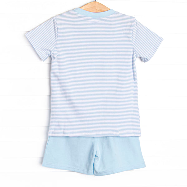 Treasure Island Applique Short Set, Blue