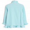 Puppy Embroidered Ruffle Pullover, Mint Stripe