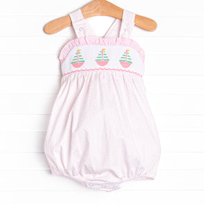 Striped Sails Smocked Bubble, Pink