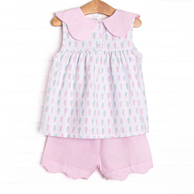 Pastel Pops Side Tie Short Set, Pink