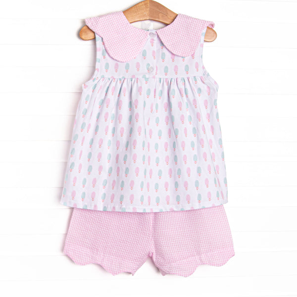 Pastel Pops Side Tie Short Set, Pink