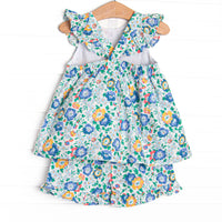 Bluebell and Bloom Ruffle Short Set, Blue