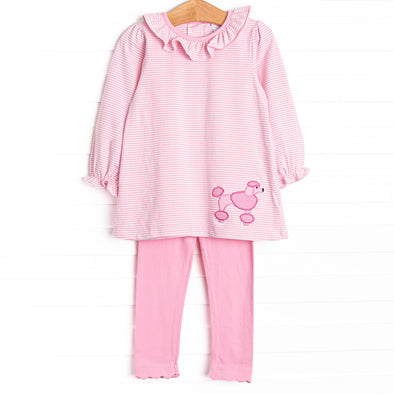 Haute Dog Applique Legging Set, Pink