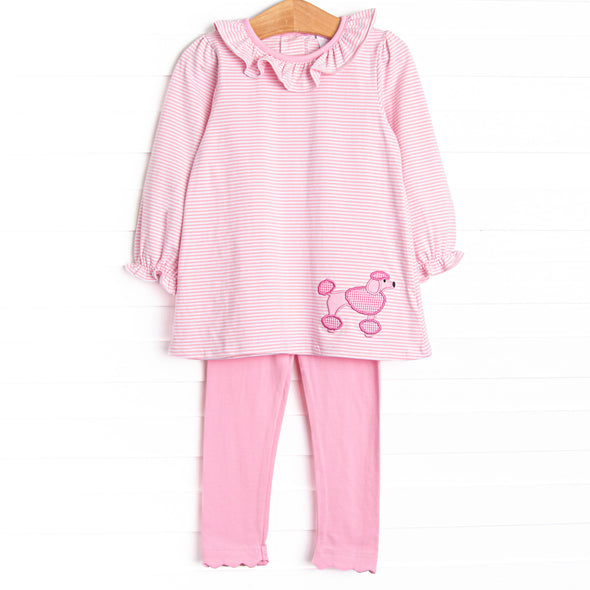 Haute Dog Applique Legging Set, Pink