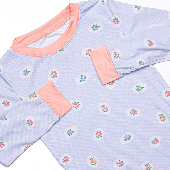 Periwinkle Patched Bamboo Pajama Set, Blue