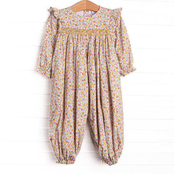 Golden Garden Smocked Romper, Yellow