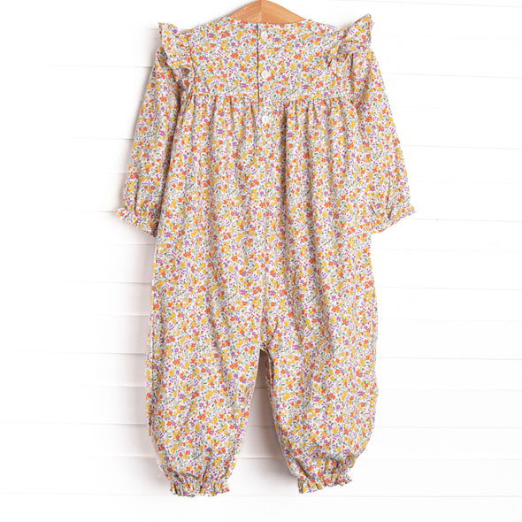 Golden Garden Smocked Romper, Yellow