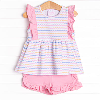 Ric Rac Rays Ruffle Short Set, Pink
