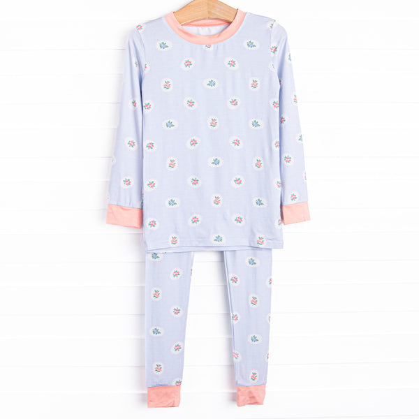 Periwinkle Patched Bamboo Pajama Set, Blue