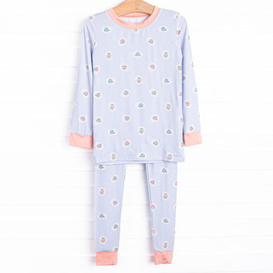 Periwinkle Patched Bamboo Pajama Set, Blue