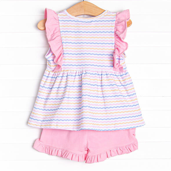 Ric Rac Rays Ruffle Short Set, Pink