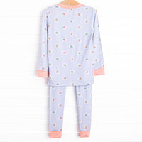 Periwinkle Patched Bamboo Pajama Set, Blue