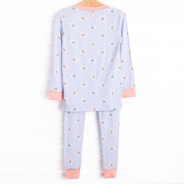 Periwinkle Patched Bamboo Pajama Set, Blue