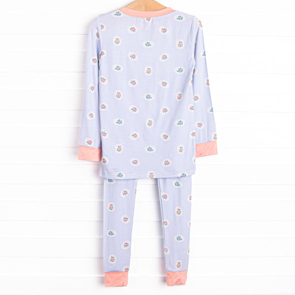 Periwinkle Patched Bamboo Pajama Set, Blue