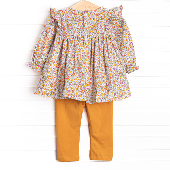 Golden Garden Smocked Legging Set, Yellow