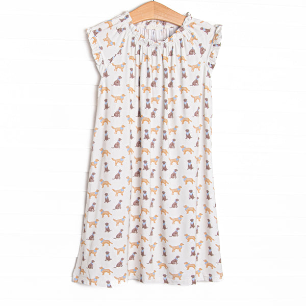  This night gown is made of the extremely soft, stretchy bamboo viscose fabric that feels like butter and features a puppy print. 