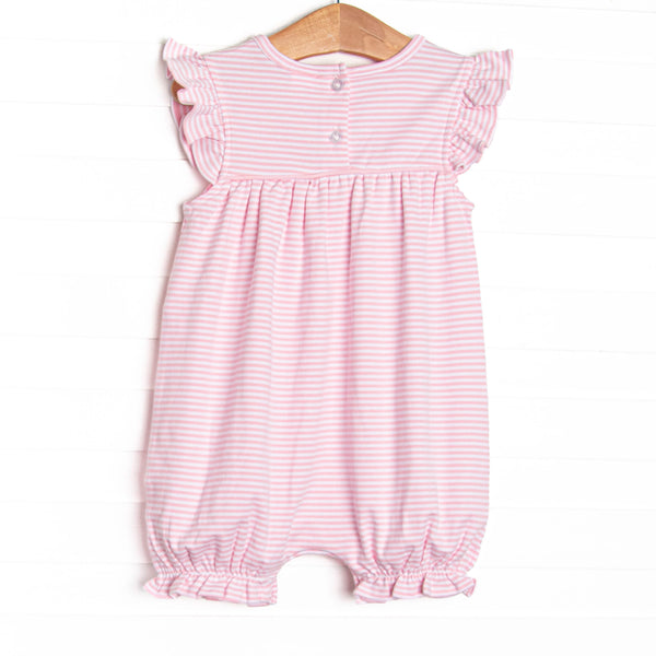 Football Pima Embroidered Bubble Romper, Pink