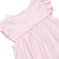 Football Pima Embroidered Bubble Romper, Pink
