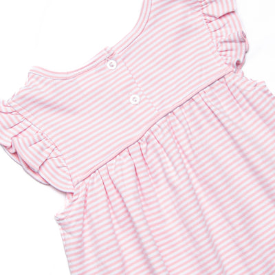 Football Pima Embroidered Bubble Romper, Pink