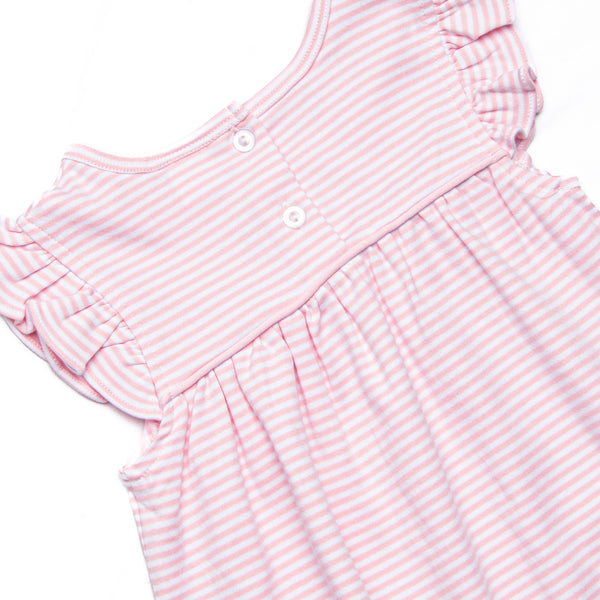 Football Pima Embroidered Bubble Romper, Pink