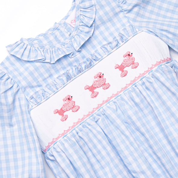 Toodles, Poodles Smocked Bubble, Blue