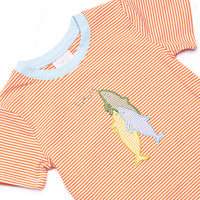 Trout Trio Applique Short Set, Orange