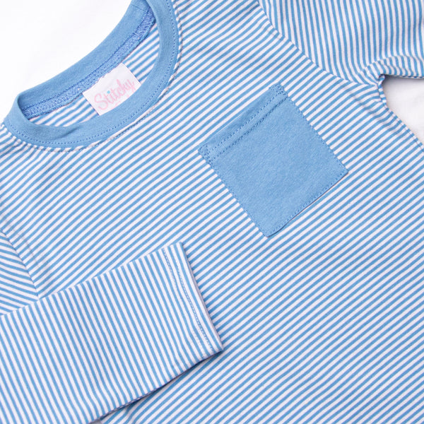 Evan Pant Set, Medium Blue Stripe
