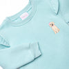 Puppy Embroidered Flutter Sleeve Sweatshirt, Mint
